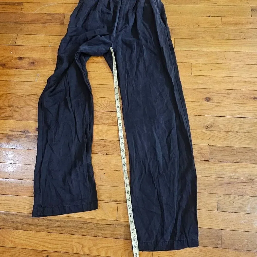 Reformation Black Wide Leg Pleated Trousers